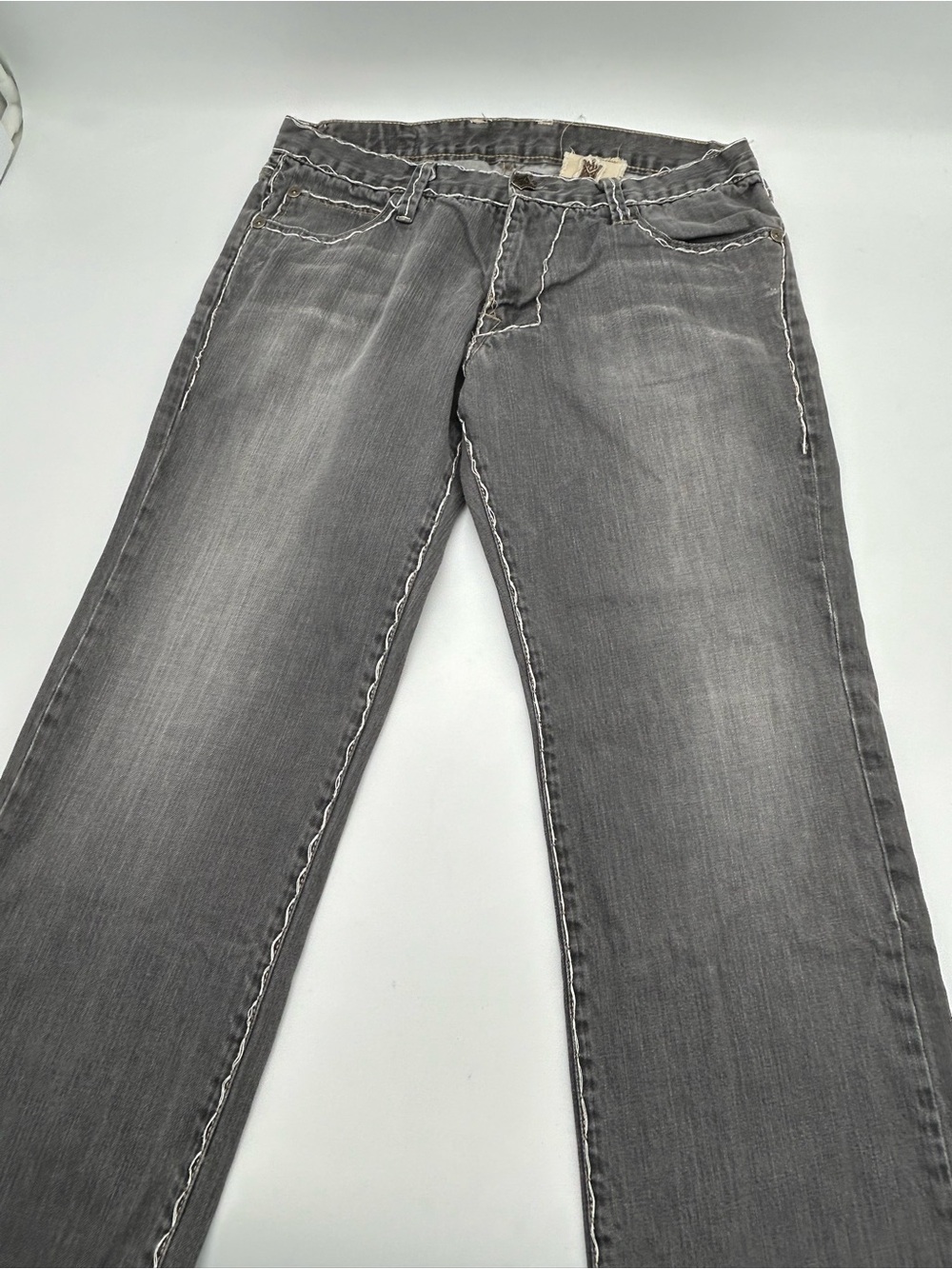 Vintage Monarchy Atelier Men's Gray Washed Jeans - Casual Straight Fit 36x32